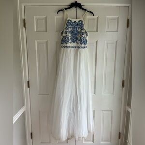 White and blue Speechless prom dress